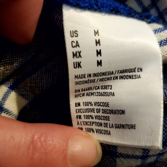 American Eagle Outfitters Blue Boyfriend Fit Flannel Long Sleeve Shirt Size M - Picture 10 of 11